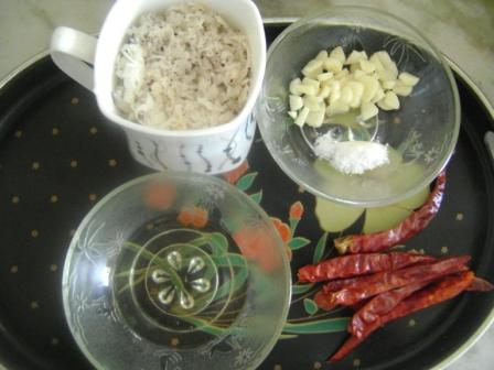 Ingredients for Garlic Coconut Chutney